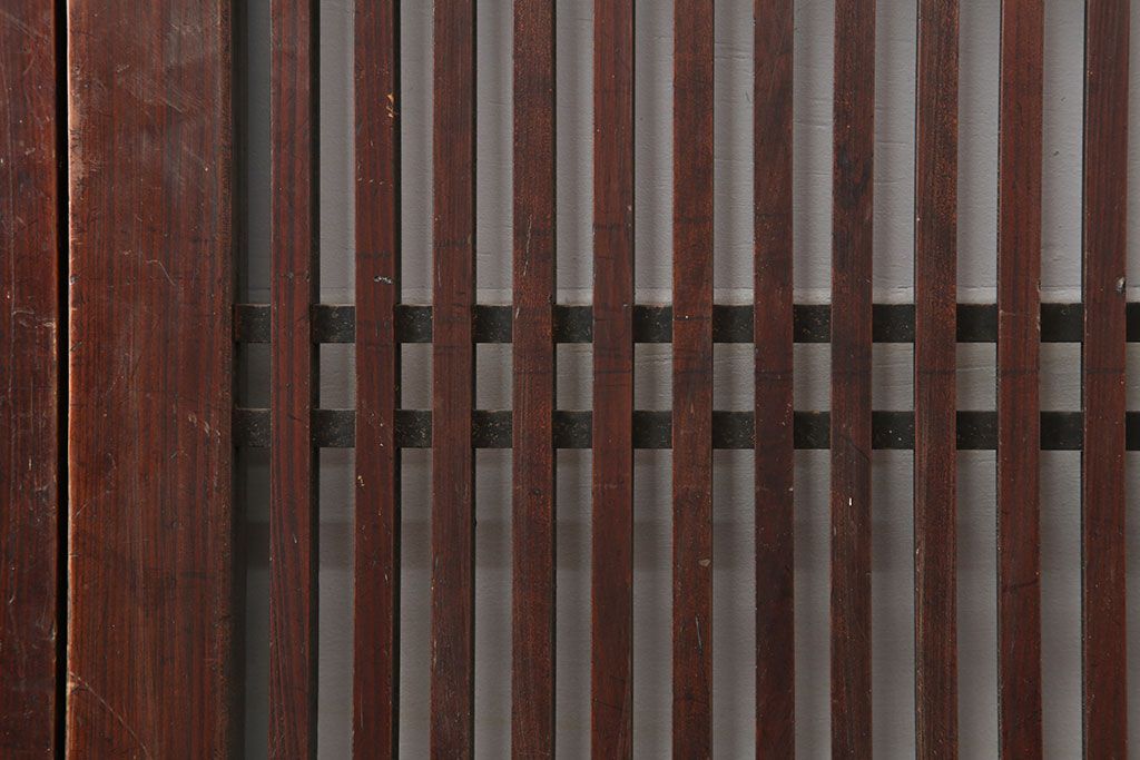 アンティーク建具　和モダンにもおすすめな格子帯戸2枚セット(板戸、引き戸)(R-037098)