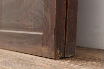 アンティーク建具　和モダンにもおすすめな格子帯戸2枚セット(板戸、引き戸)(R-037098)