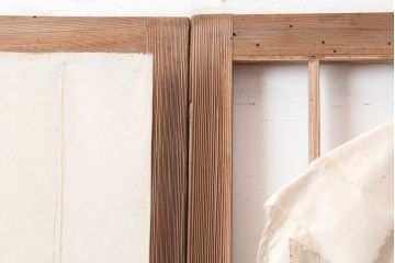アンティーク建具　昭和初期　幅広の障子戸2枚セット(ガラス帯戸、引き戸、建具)(R-037099)