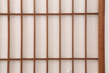 アンティーク建具　木味が魅力の縦額入り障子戸4枚セット(引き戸、建具)(R-037102)