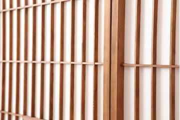 アンティーク建具　木味が魅力の縦額入り障子戸4枚セット(引き戸、建具)(R-037102)