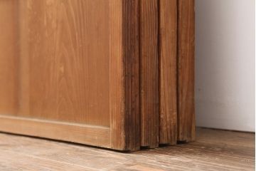 アンティーク建具　木味が魅力の縦額入り障子戸4枚セット(引き戸、建具)(R-037102)
