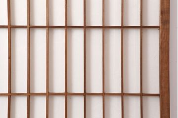 アンティーク建具　木味が魅力の縦額入り障子戸2枚セット(引き戸、建具)(R-037104)