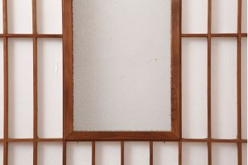 アンティーク建具　木味が魅力の縦額入り障子戸2枚セット(引き戸、建具)(R-037104)