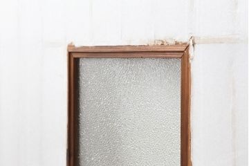 アンティーク建具　木味が魅力の縦額入り障子戸2枚セット(引き戸、建具)(R-037104)