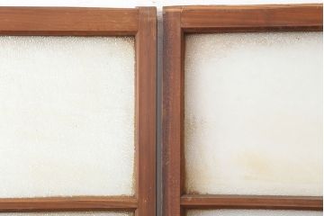 アンティーク建具　昭和レトロな空間づくりにおすすめなガラス戸2枚セット(建具、引き戸)(R-037106)