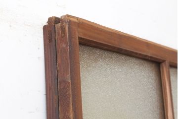 アンティーク建具　昭和レトロな空間づくりにおすすめなガラス戸2枚セット(建具、引き戸)(R-037106)