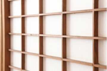 アンティーク建具　和製アンティーク　昭和初期　シンプルな木製フレームの障子戸4枚セット(建具、引き戸)(R-037107)