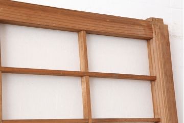 アンティーク建具　和製アンティーク　昭和初期　シンプルな木製フレームの障子戸2枚セット(建具、引き戸)(R-037109)