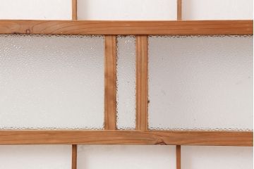 アンティーク建具　和製アンティーク　昭和初期　シンプルな木製フレームの障子戸2枚セット(建具、引き戸)(R-037109)
