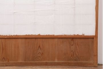 アンティーク建具　和製アンティーク　昭和初期　シンプルな木製フレームの障子戸2枚セット(建具、引き戸)(R-037109)