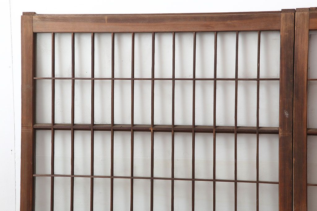 アンティーク建具　和製アンティーク　昭和初期　シンプルさが魅力の引き戸2枚セット　(R-037110)