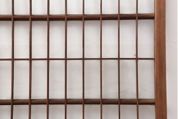 アンティーク建具　和製アンティーク　昭和初期　シンプルさが魅力の引き戸2枚セット　(R-037110)