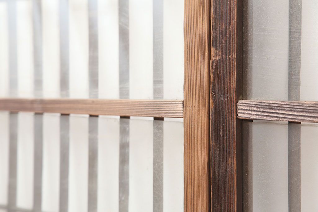 アンティーク建具　和製アンティーク　昭和初期　シンプルさが魅力の引き戸2枚セット　(R-037110)