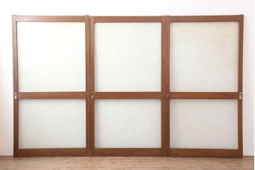 レトロ建具　昭和レトロ　昭和中期　趣たっぷりのガラス戸3枚セット(引き戸、建具)(R-037113)