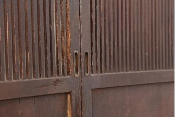 アンティーク建具　和製アンティーク　明治大正期　裏障子付き!和モダンな雰囲気の格子帯戸4枚セット(引き戸、建具)(R-037114)