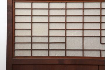 アンティーク建具　和製アンティーク　明治大正期　裏障子付き!和モダンな雰囲気の格子帯戸4枚セット(引き戸、建具)(R-037114)