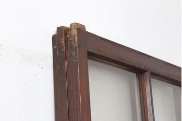 アンティーク建具　和製アンティーク　昭和初期　幅狭　和洋折衷の空間にも馴染むガラス戸2枚セット(引き戸、建具)(R-037116)