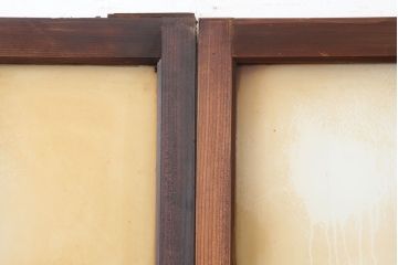 レトロ建具　昭和レトロ　昭和中期　シンプルさが魅力のガラス戸2枚セット(引き戸、建具)(R-037117)