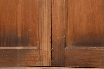 レトロ建具　昭和レトロ　昭和中期　シンプルさが魅力のガラス戸2枚セット(引き戸、建具)(R-037117)