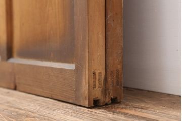 レトロ建具　昭和レトロ　昭和中期　シンプルさが魅力のガラス戸2枚セット(引き戸、建具)(R-037117)