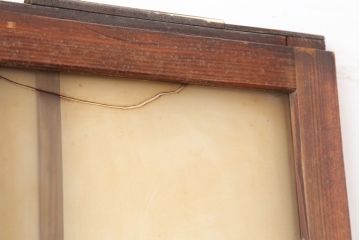 レトロ建具　昭和レトロ　昭和中期　シンプルさが魅力のガラス戸2枚セット(引き戸、建具)(R-037117)