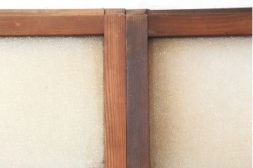 レトロ建具　昭和レトロ　昭和初期　幅広いテイストとマッチするシンプルなガラス戸2枚セット(引き戸、建具)(R-037118)