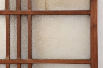 レトロ建具　昭和レトロ　昭和初期　幅広いテイストとマッチするシンプルなガラス戸2枚セット(引き戸、建具)(R-037118)