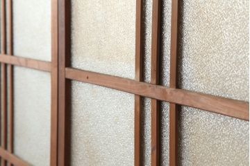 レトロ建具　昭和レトロ　昭和初期　幅広いテイストとマッチするシンプルなガラス戸2枚セット(引き戸、建具)(R-037118)