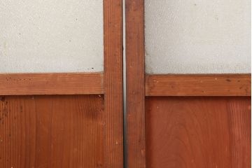 レトロ建具　昭和レトロ　昭和初期　幅広いテイストとマッチするシンプルなガラス戸2枚セット(引き戸、建具)(R-037118)