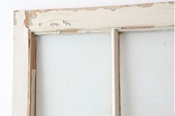 アンティーク建具　フランスアンティーク　ガラス入り　素朴な風合いのホワイトペイントが素敵な木製ドア(扉、建具)(R-037119)