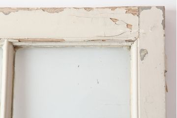 アンティーク建具　フランスアンティーク　ガラス入り　素朴な風合いのホワイトペイントが素敵な木製ドア(扉、建具)(R-037119)