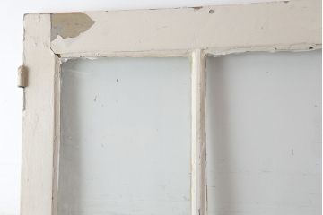 アンティーク建具　フランスアンティーク　ガラス入り　素朴な風合いのホワイトペイントが素敵な木製ドア(扉、建具)(R-037119)