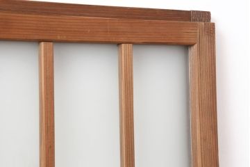 アンティーク建具　和製アンティーク　大正期　縦桟が入ったシンプルな木製フレームのガラス戸2枚セット(窓、引き戸)(R-037121)