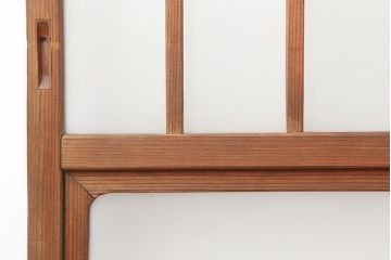 アンティーク建具　和製アンティーク　大正期　縦桟が入ったシンプルな木製フレームのガラス戸2枚セット(窓、引き戸)(R-037121)