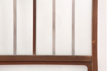 アンティーク建具　和製アンティーク　大正期　縦桟が入ったシンプルな木製フレームのガラス戸2枚セット(窓、引き戸)(R-037121)