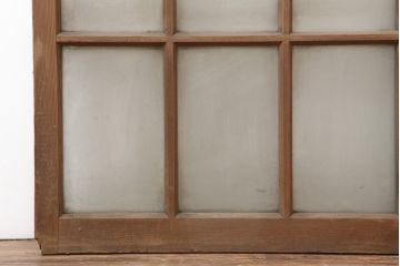 レトロ建具　昭和レトロ　昭和初期　シックなインテリアに馴染むガラス戸2枚セット(窓、引き戸、建具)(R-037124)