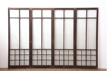 アンティーク建具　レトロな雰囲気漂うガラス戸4枚セット(窓、引き戸)(R-037125)