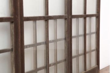 アンティーク建具　レトロな雰囲気漂うガラス戸4枚セット(窓、引き戸)(R-037125)