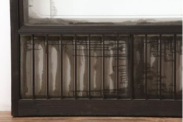 レトロ建具　昭和レトロ　昭和初期　帯ガラス入り格子戸2枚セット(窓、引き戸)(R-037126)