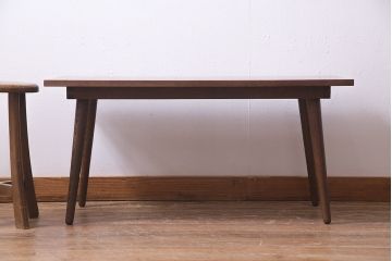 中古　ウォールナット天板　脚付きリメイク　シンプルで取り入れやすいセンターテーブル・大(ローテーブル)(R-037140)