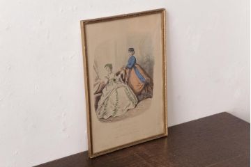 フランスアンティーク雑貨　La Mode Illustree　ファッションイラスト　アートフレーム(絵、ディスプレイ雑貨)(R-037142)