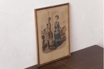 フランスアンティーク雑貨　La Mode Illustree　ファッションイラスト　アートフレーム(絵、ディスプレイ雑貨)(R-037143)