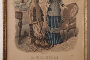 フランスアンティーク雑貨　La Mode Illustree　ファッションイラスト　アートフレーム(絵、ディスプレイ雑貨)(R-037143)