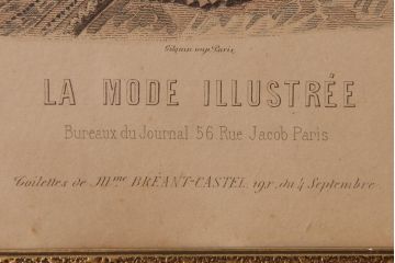 フランスアンティーク雑貨　La Mode Illustree　ファッションイラスト　アートフレーム(絵、ディスプレイ雑貨)(R-037143)