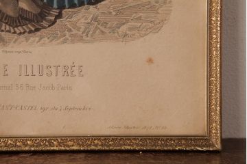 フランスアンティーク雑貨　La Mode Illustree　ファッションイラスト　アートフレーム(絵、ディスプレイ雑貨)(R-037143)