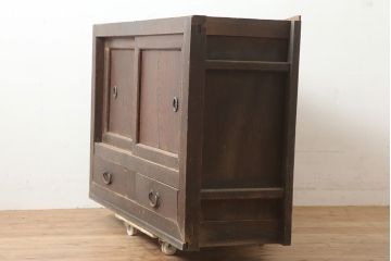 アンティーク家具　前面ケヤキ材・ヒノキ材　水屋箪笥サイドボード(テレビ台、収納棚)(R-037148)