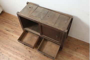 アンティーク家具　前面ケヤキ材・ヒノキ材　水屋箪笥サイドボード(テレビ台、収納棚)(R-037148)