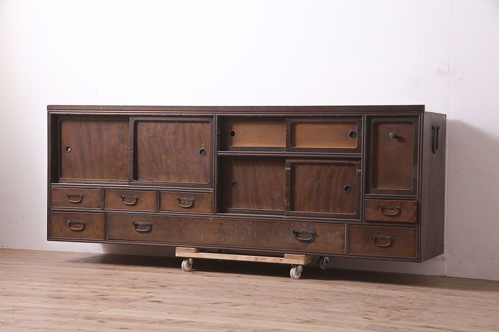 アンティーク家具　大正昭和初期　和風テレビ台(収納棚、ローボード)(R-037150)