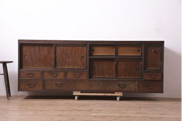 アンティーク家具　大正昭和初期　和風テレビ台(収納棚、ローボード)(R-037150)